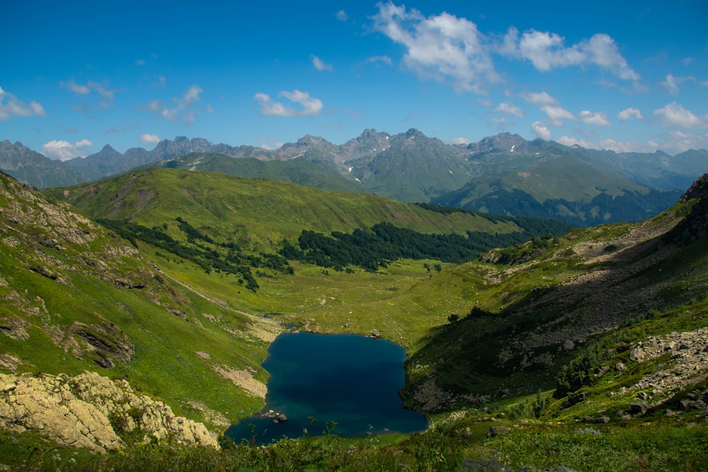 a lake in the middle of a mountain range