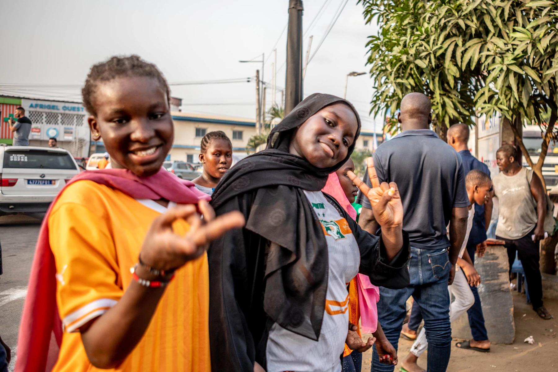 Children playing and smiling together in Abidjan, West Africa