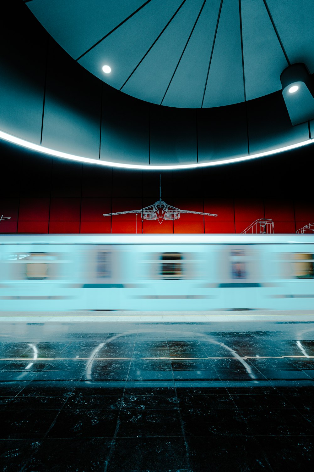 a blurry photo of a train passing by