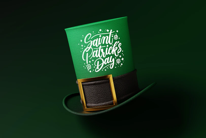 a st patrick's day hat on a green background