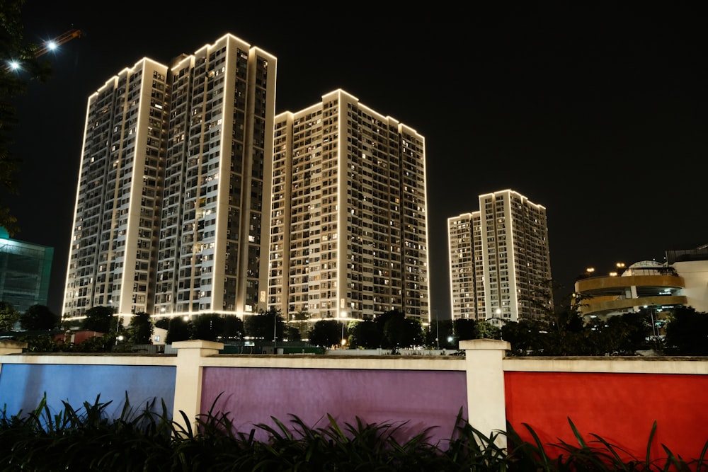 a group of tall buildings sitting next to each other