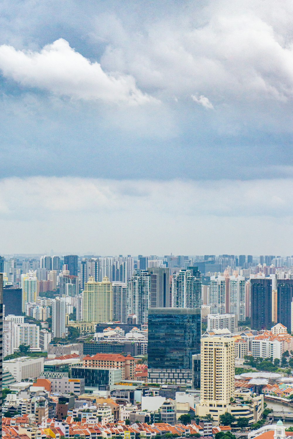 a view of a city with tall buildings