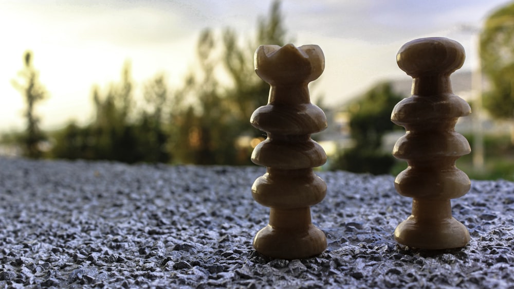 a close up of a group of wooden toys