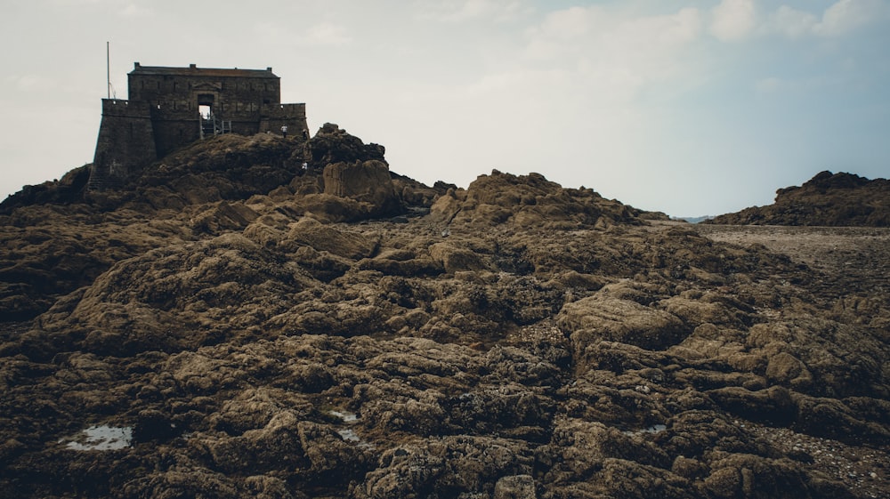 a pile of dirt sitting on top of a hill