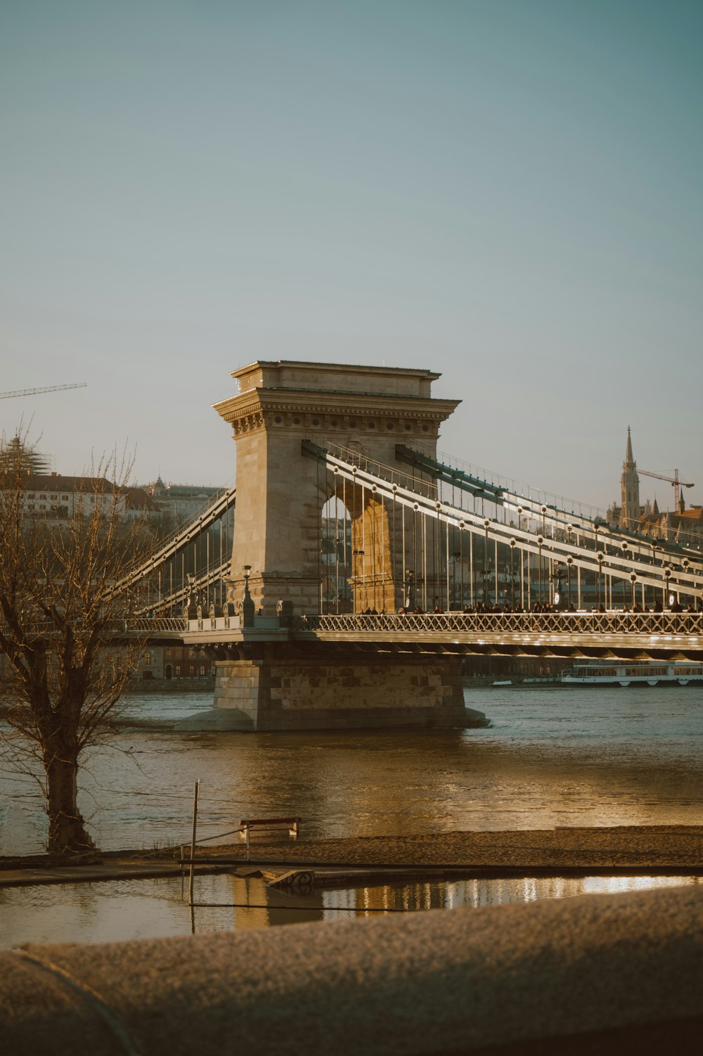 a bridge spanning over a body of water