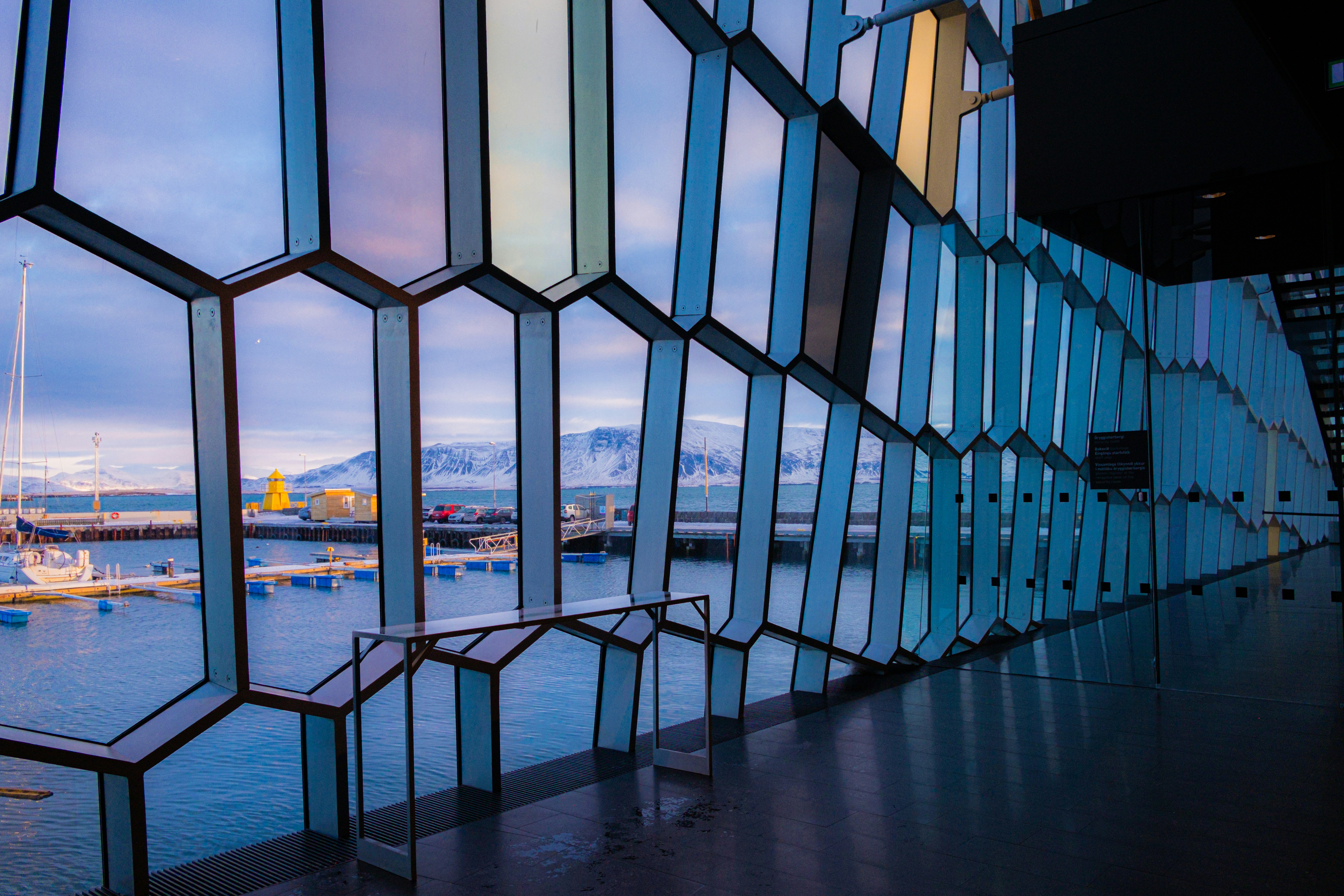 a view of a body of water through a window, 