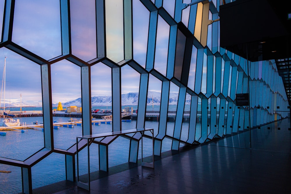 a view of a body of water through a window