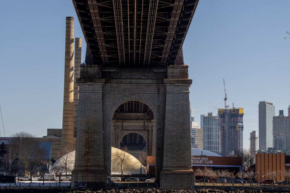 a view of a large bridge over a body of water