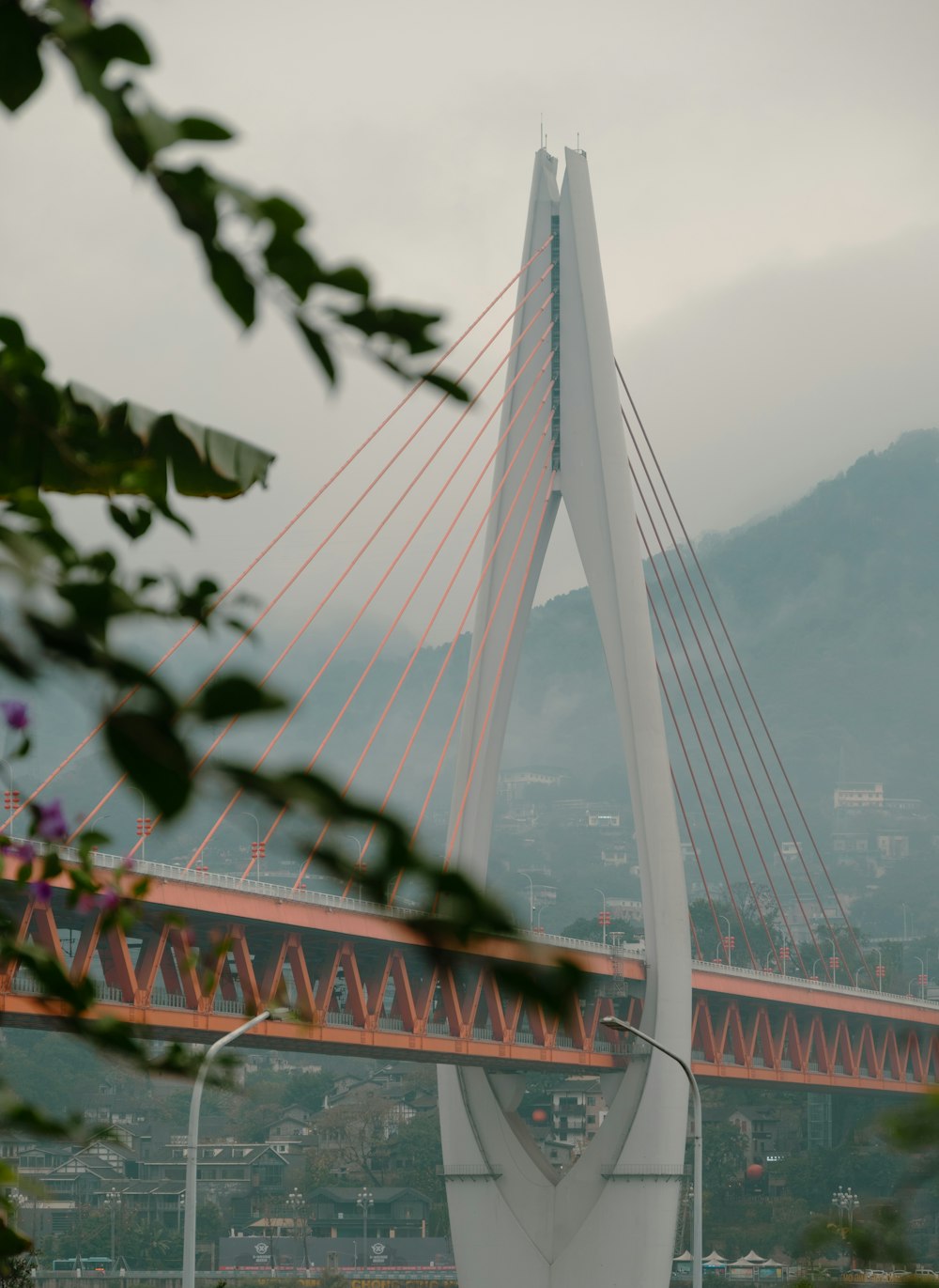 a view of a bridge from a distance