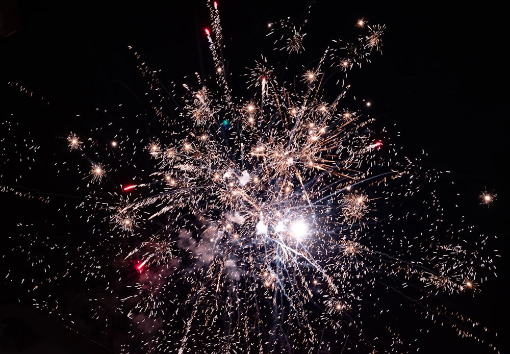 a bunch of fireworks are lit up in the night sky