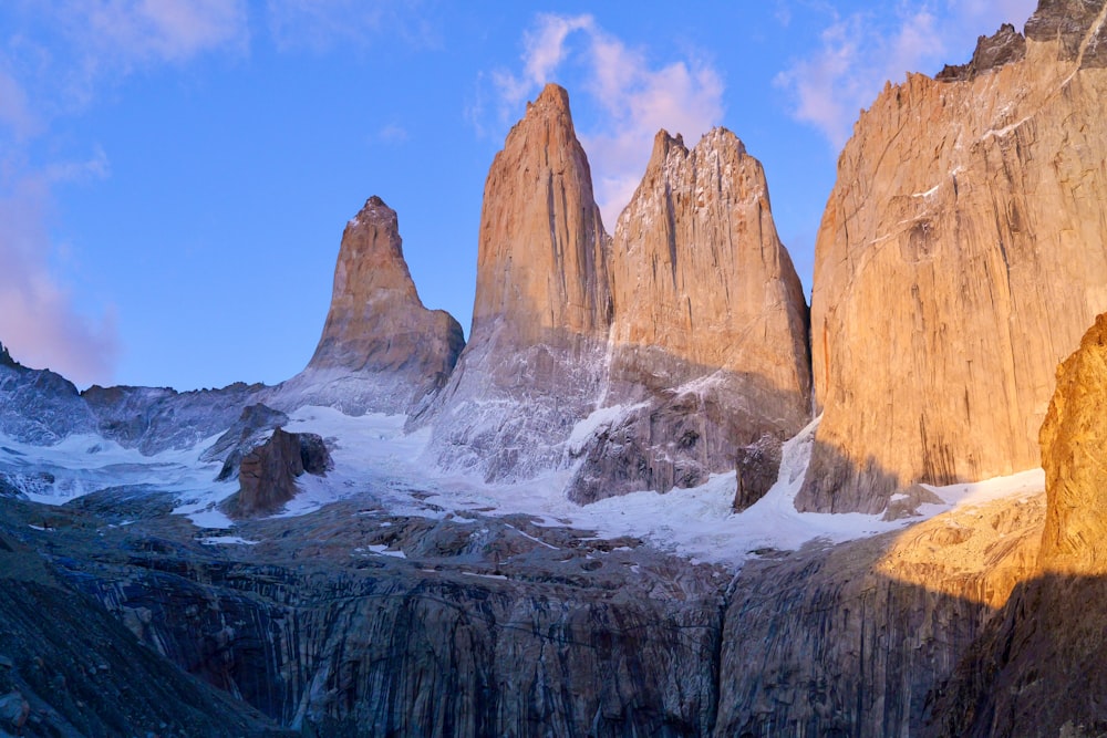 a group of mountains with snow on them