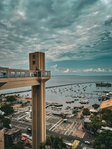 a view of a harbor with boats in the water