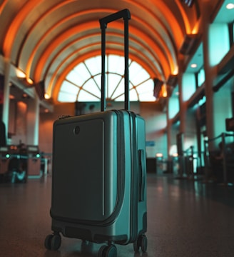 a piece of luggage sitting in an airport