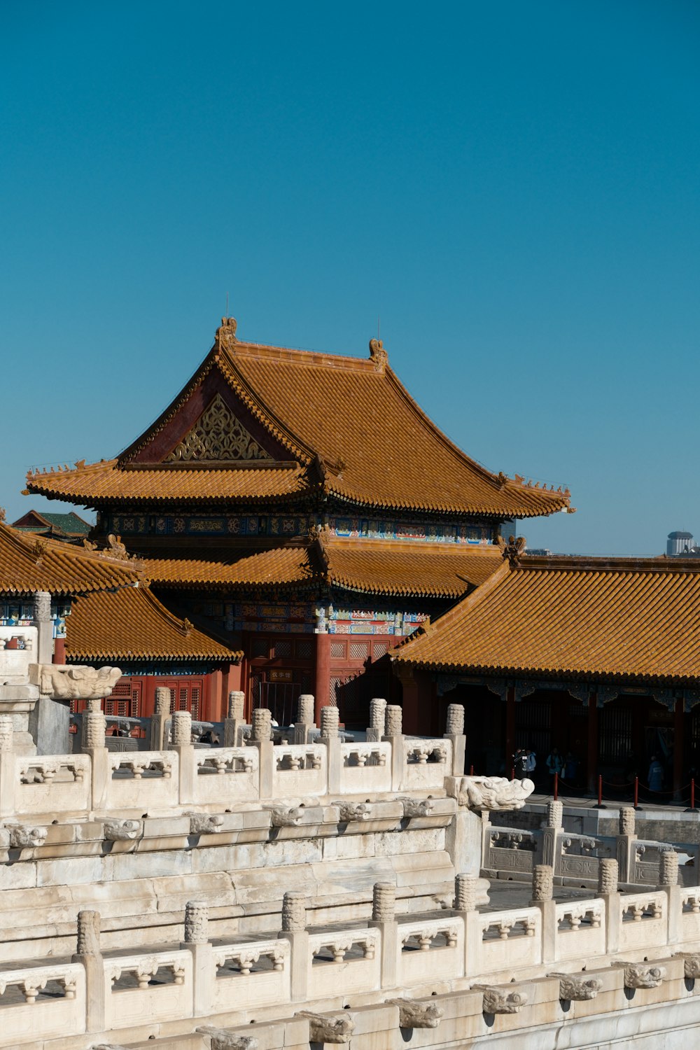 a view of a building from across a body of water