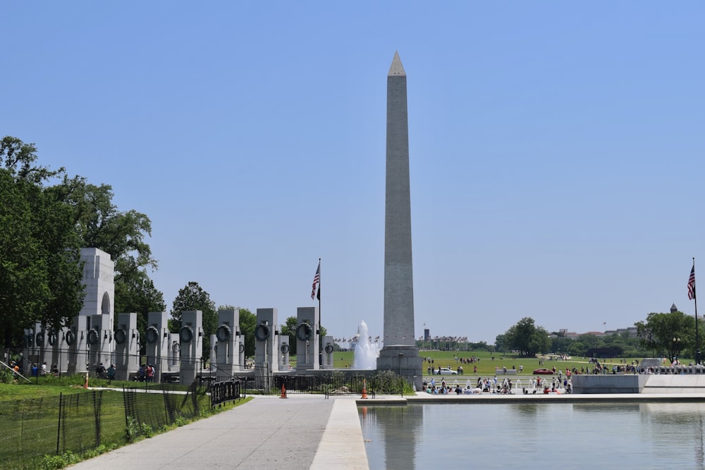 a view of the washington monument and reflecting pool