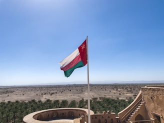 the flag of the country of jordan flying in the wind