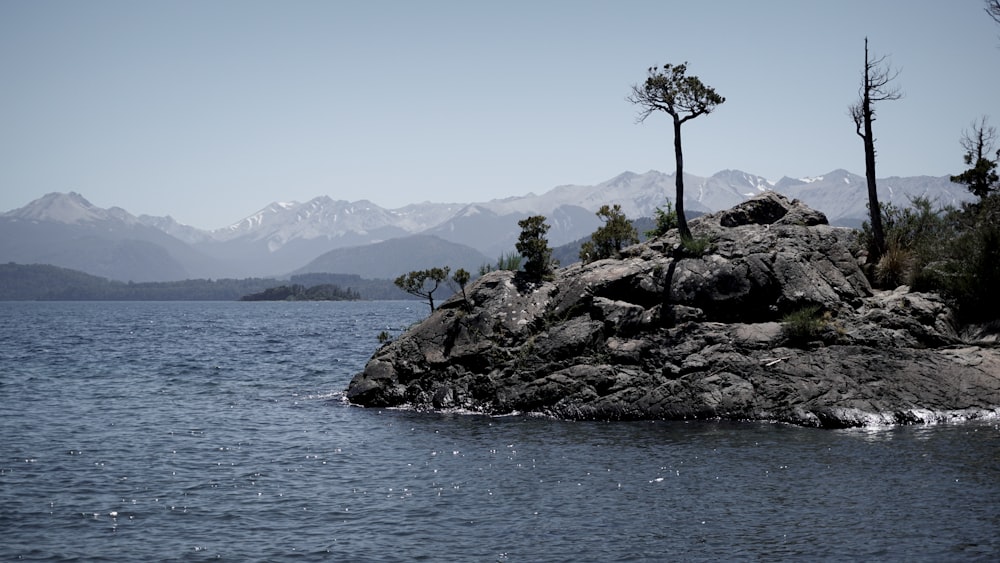 a large body of water surrounded by mountains