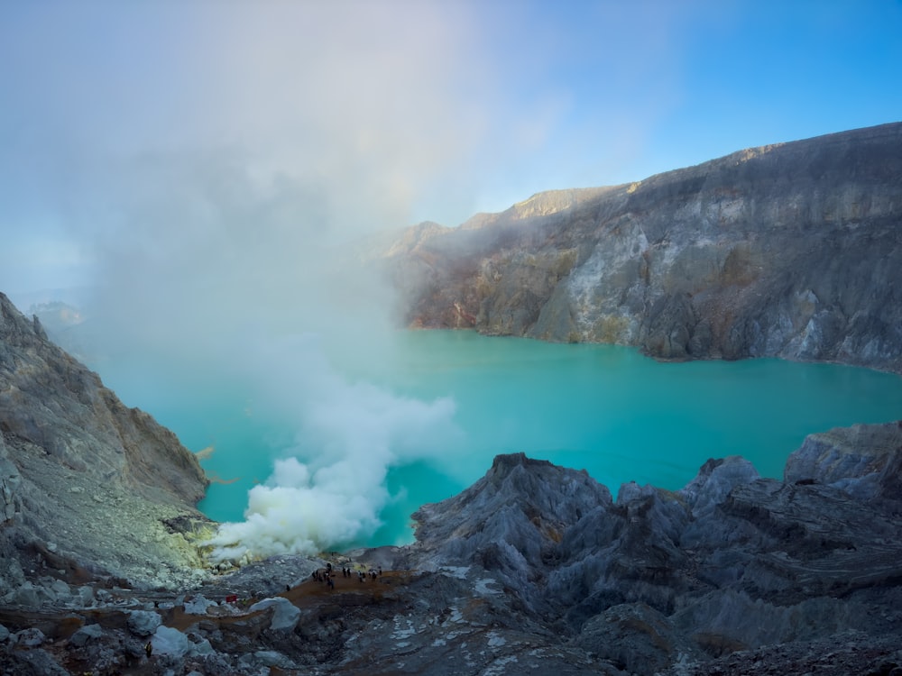 a large body of water surrounded by mountains