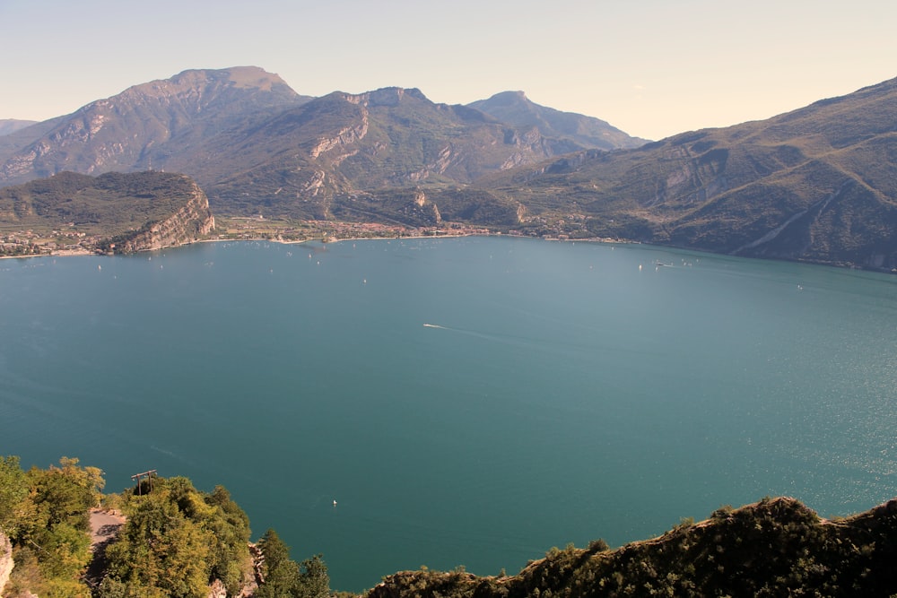 a large body of water surrounded by mountains