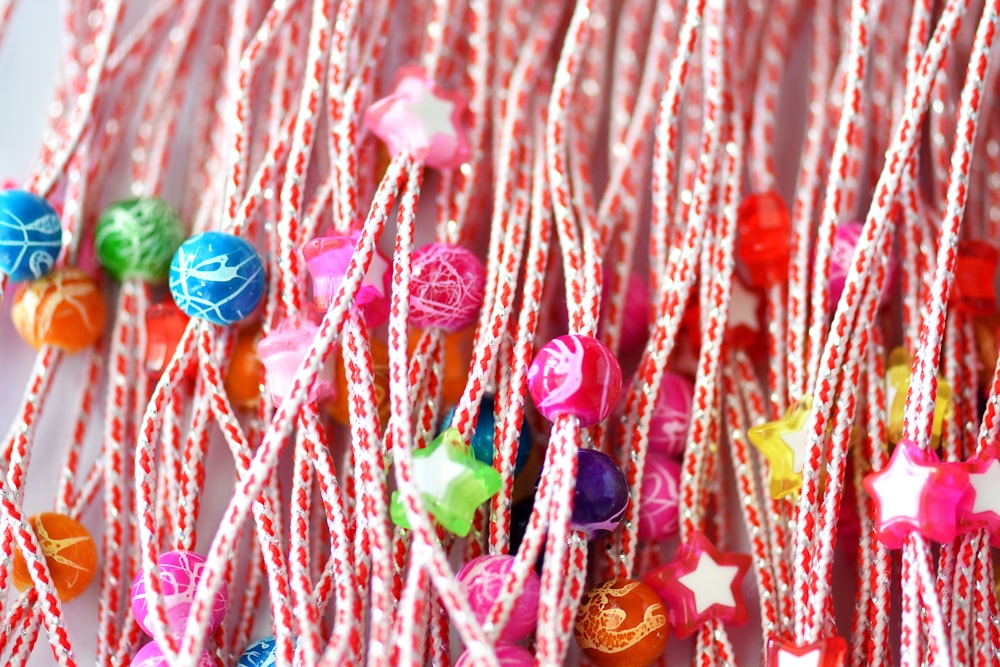 a close up of a string of candy