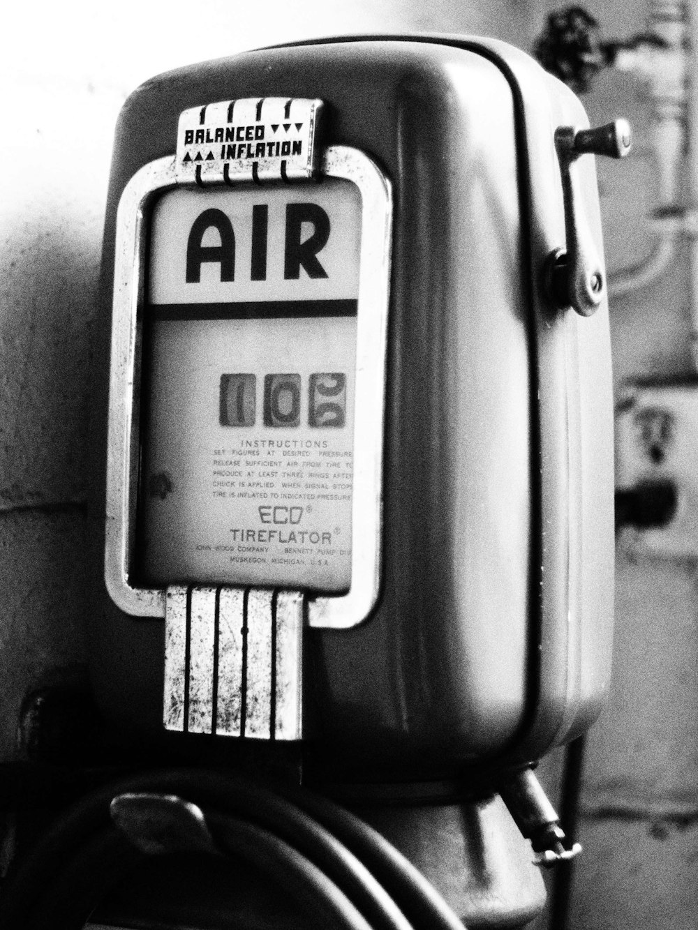 a black and white photo of an air meter