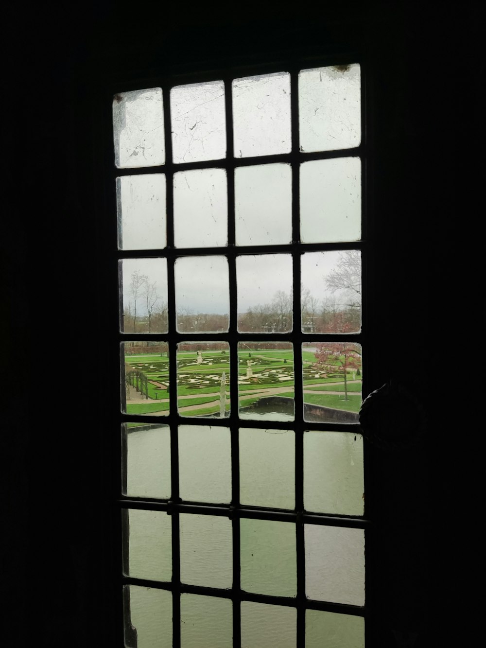 a view of a lake through a window