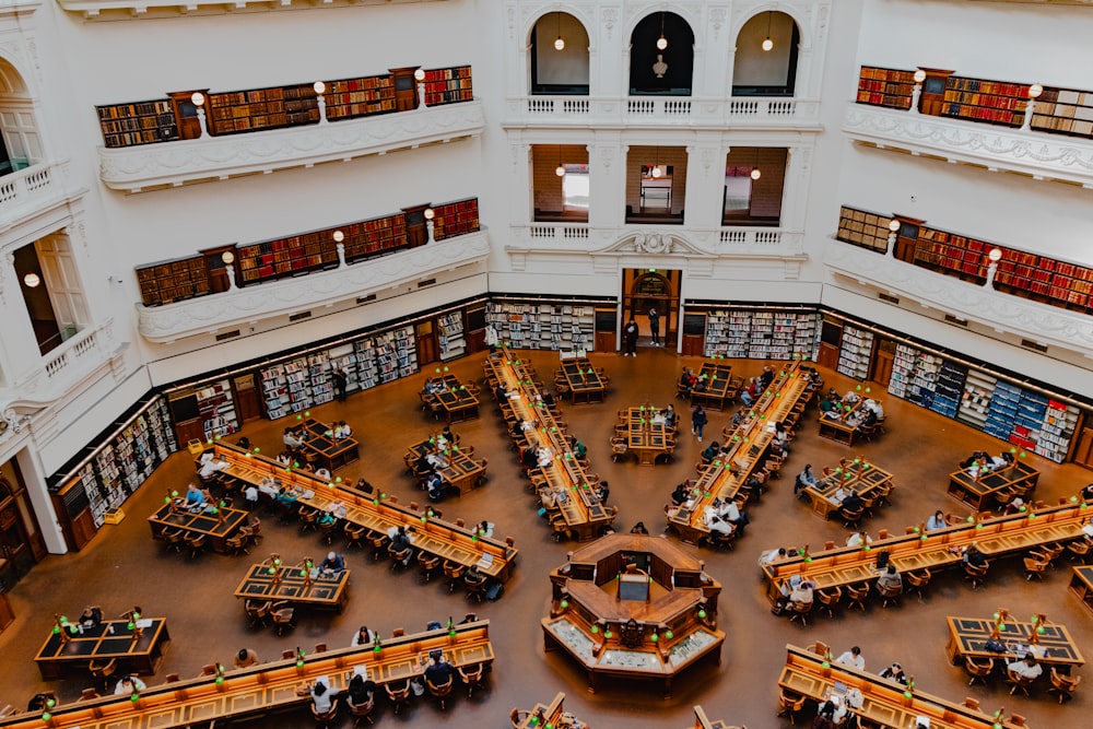 たくさんの本でいっぱいの大きな図書館
