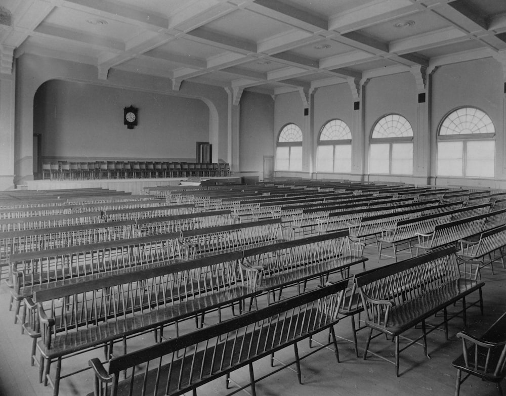 a large room filled with lots of empty chairs