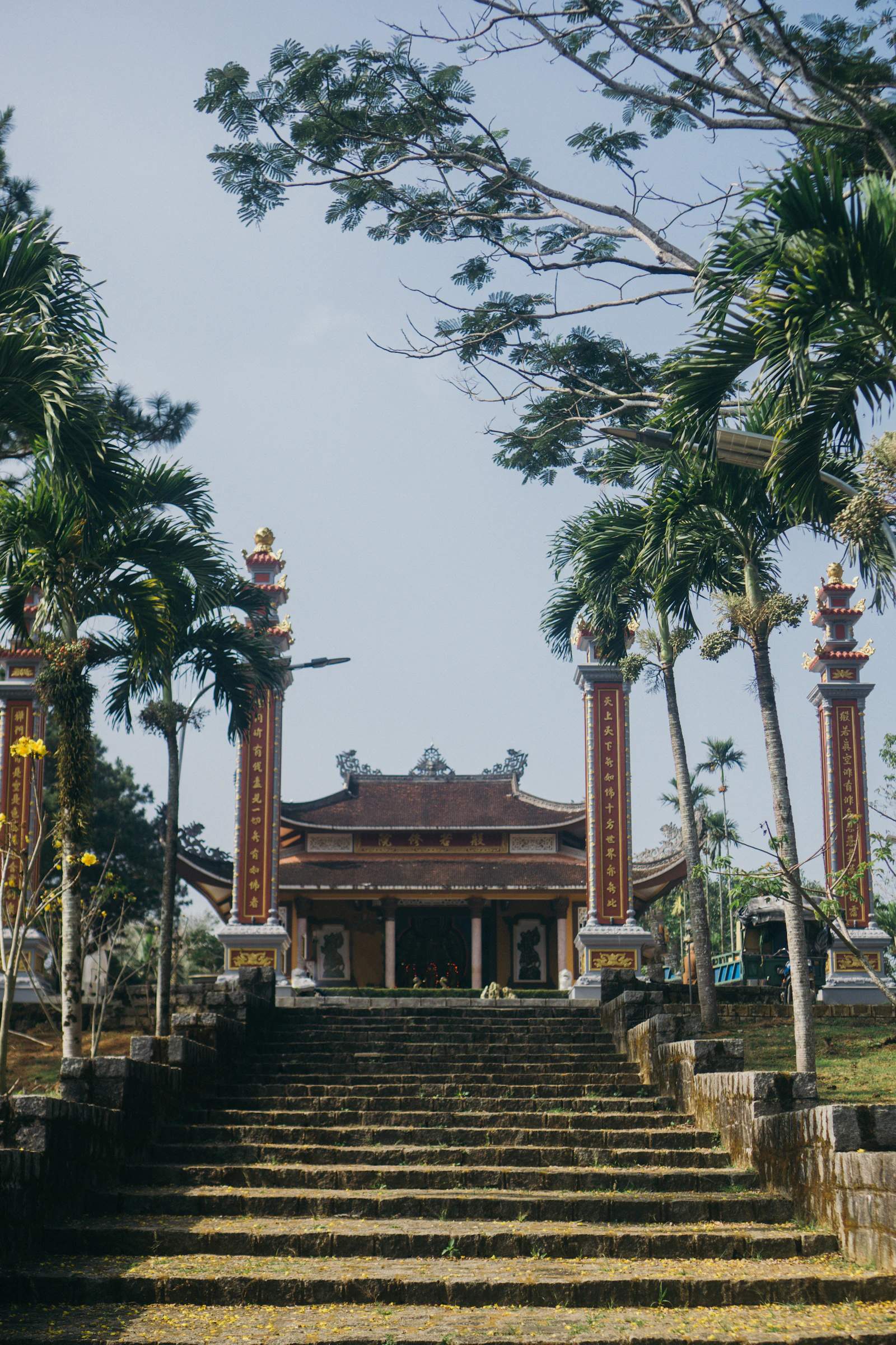 visiting Lempuyang Temple East Bali scenic road and green landscape