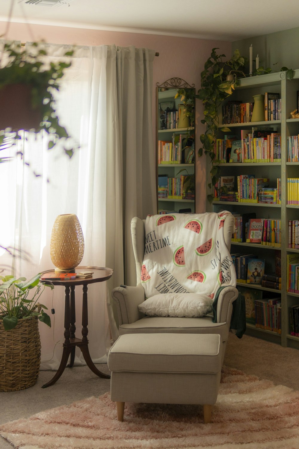 a chair and a table in a room