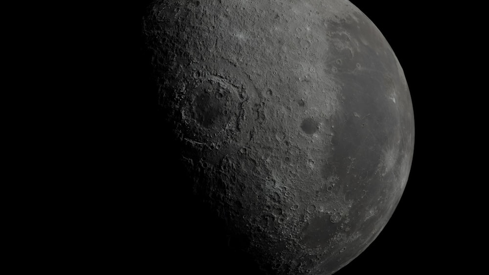 un primo piano della luna con uno sfondo nero