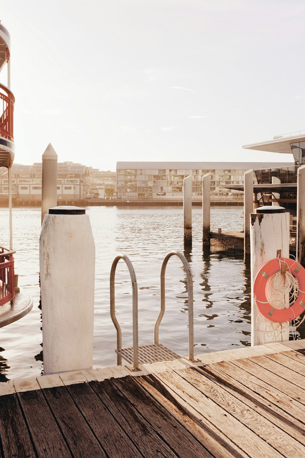 a dock with a life preserver and a life preserver on it