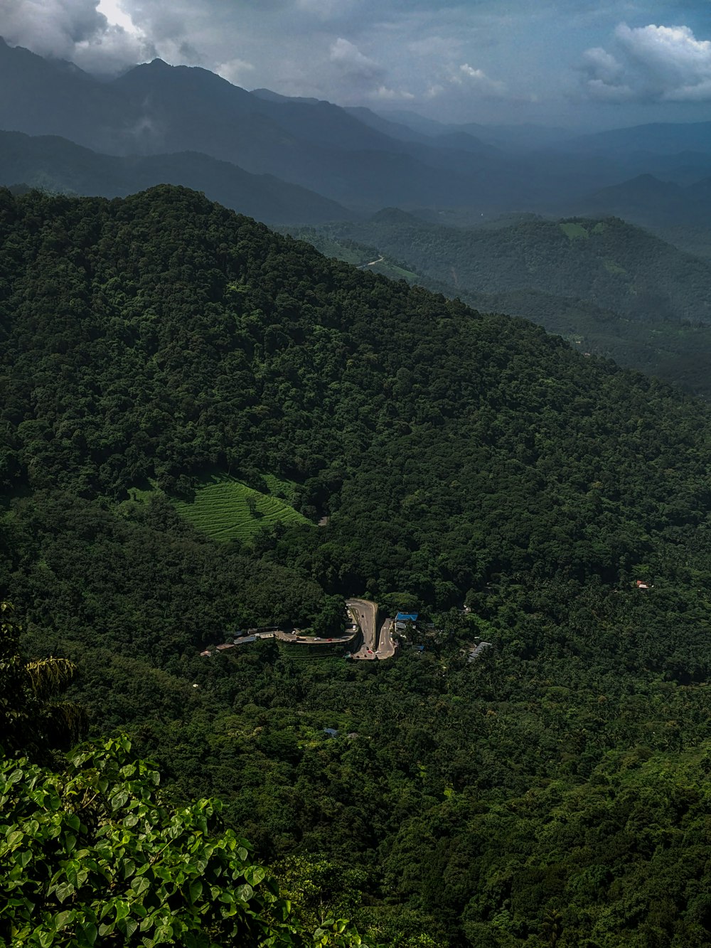 a scenic view of a lush green valley