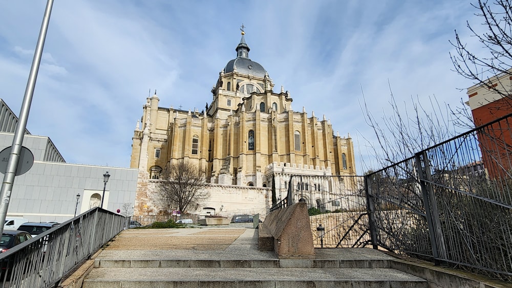 a large building with a steeple on top of it