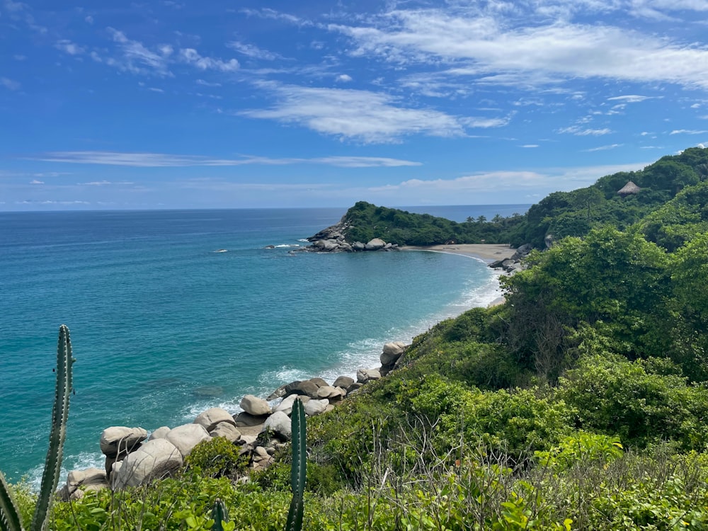 a view of the ocean from a cliff