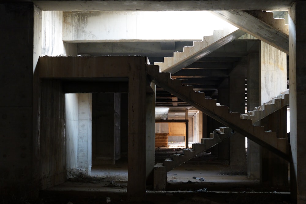 a staircase in a building under construction