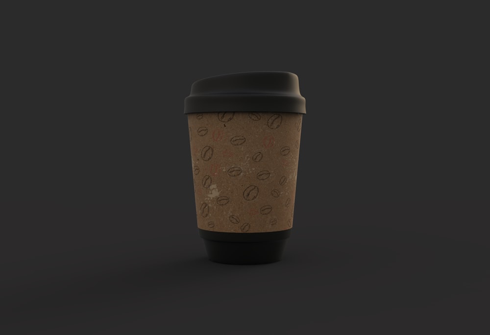 a cup of coffee on a black background