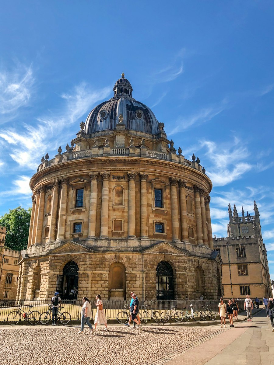 The Radcliffe Camera in Oxford under a blue sky