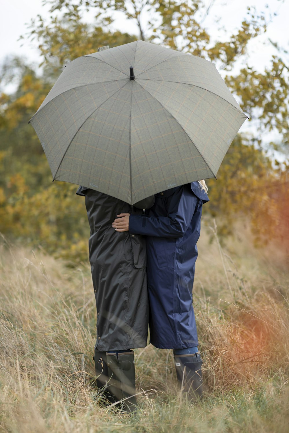 a couple of people that are standing under an umbrella