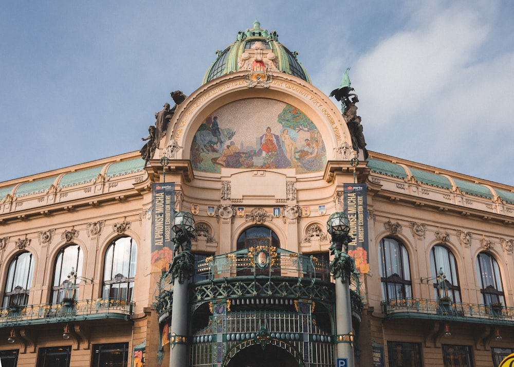 a large building with a clock on the front of it