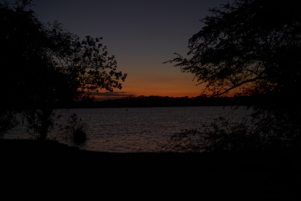 the sun is setting over a body of water