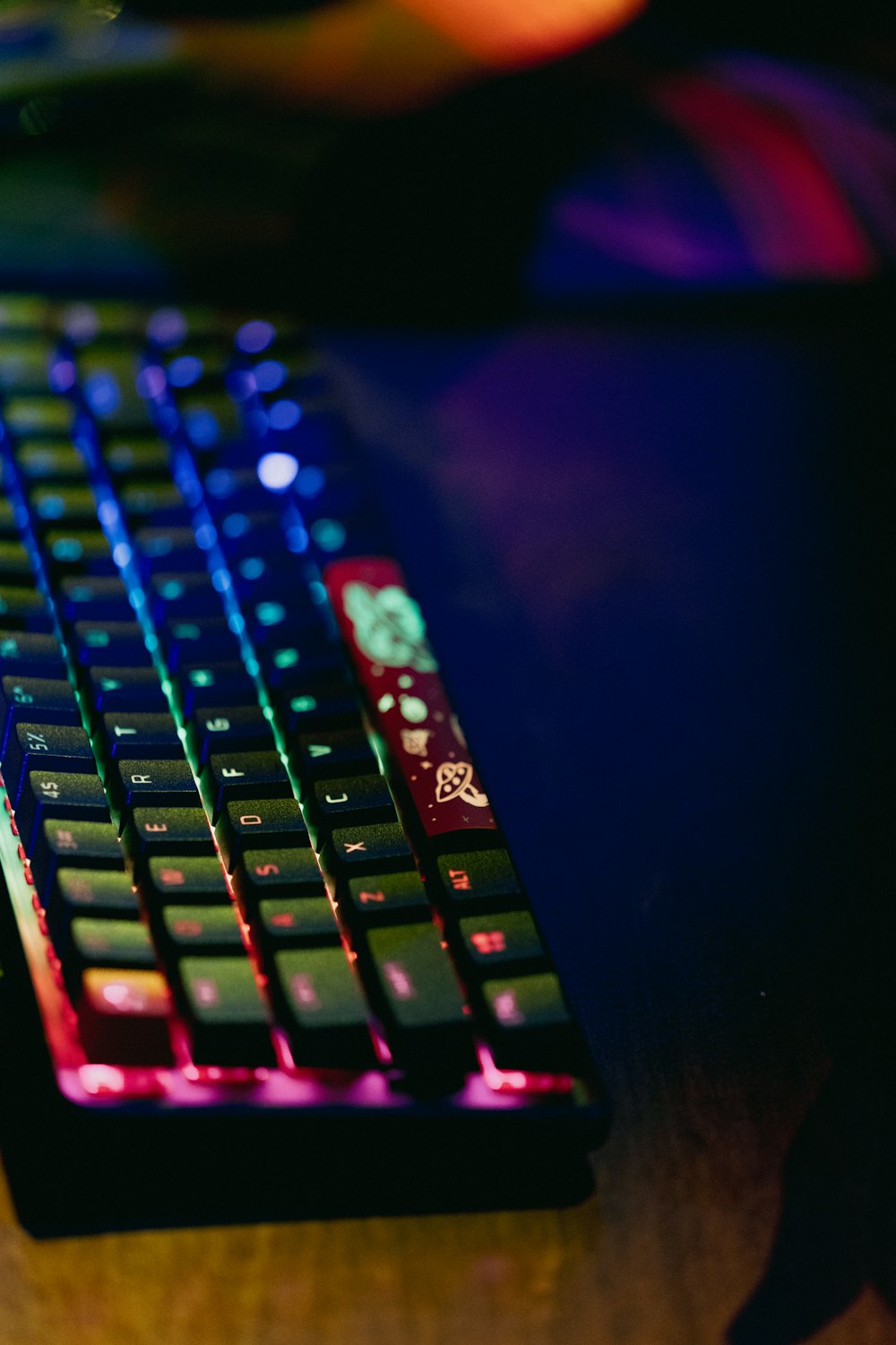 a close up of a keyboard on a table