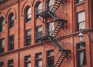 a fire escape on the side of a building