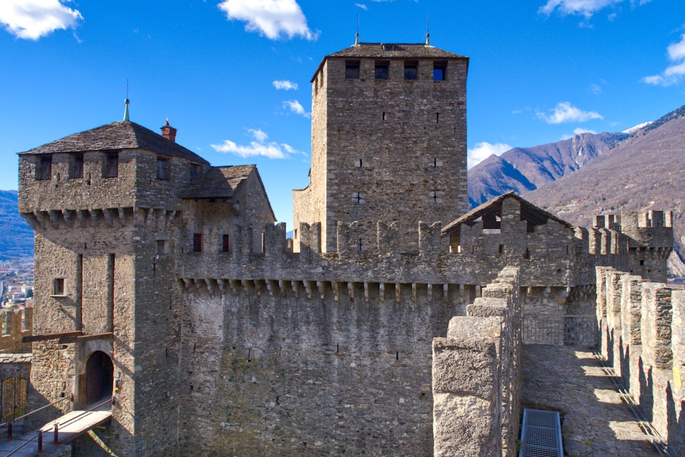 a castle with two towers on top of it