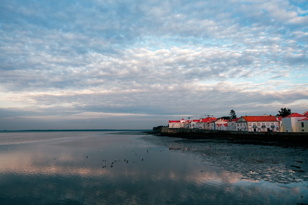 a body of water with a bunch of houses in the background