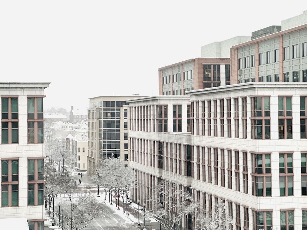 a view of a city street from a high rise building