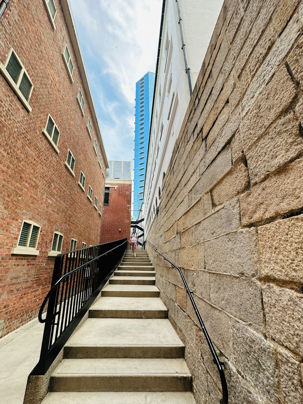 a set of stairs leading up to a building