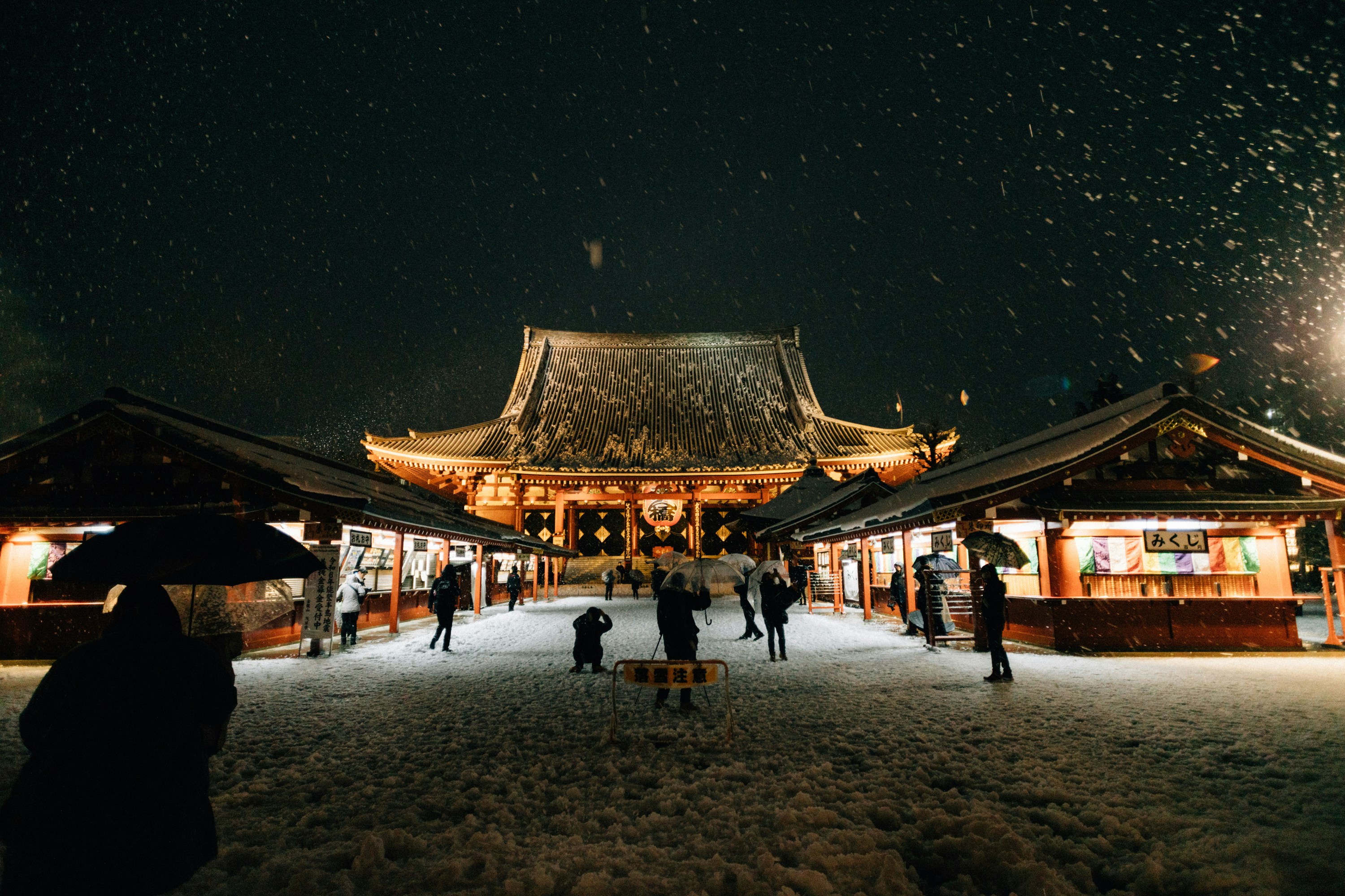 Japanese stargazing snow bonfire night