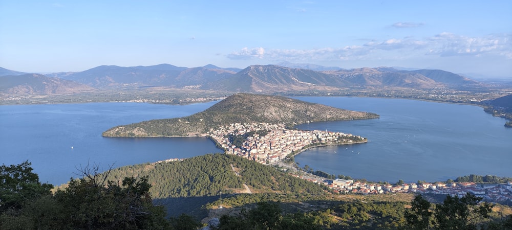 a large body of water surrounded by mountains