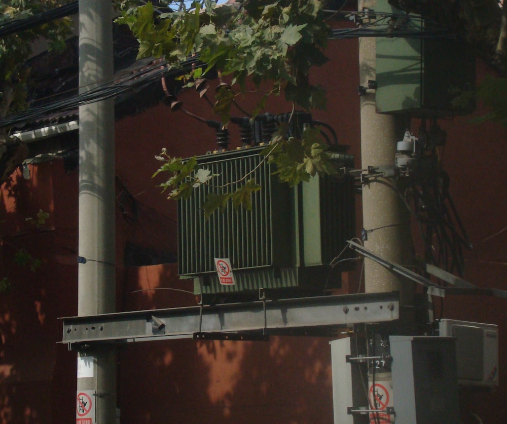 a street sign on a pole in front of a building